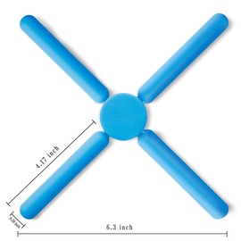 3/Pack Foldable Trivets Silicone, FENGCHEN Folding Trivets, Non-Slip Collapsible Cross Compact Design Expandable Silicone Pot Holder, Blue