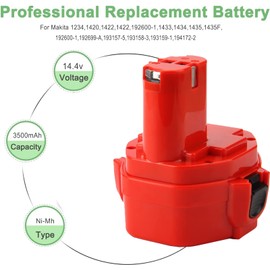Hanaix 14.4V 3.5Ah NiMh Battery Compatible with Makita PA14 1434 1420 1422 1433 1435 1435F 192699-A 192600-1 193158-3 193159-1 193157-5 194172-2 193985-8 193062-6