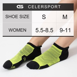CS CELERSPORT 6 Pack Women's Ankle Running Socks Cushioned Low Cut Tab Athletic Socks, Black Multicolored, Small