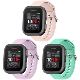 3-Pack Bands Compatible with Garmin Bounce Watch Bands, Soft Silicone Waterproof Sport Wristband for Garmin Bounce Smartwatch (Lilac Purple+Pink Sand+Mint Green)