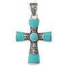 Jewels By Lux Sterling Silver Synthetic Turquoise Antiqued Cross Pendant