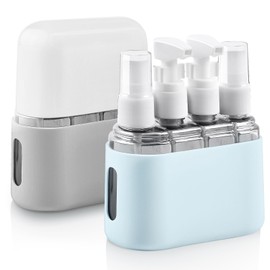 flintronic Travel Bottles Set, 50 ml 4-in-1 Travel Bottles, Travel Bottles for Filling, Leak-Proof, Refillable, Portable Travel Container, with Label, for Shampoo, Conditioner, Cosmetics, Shower Gel