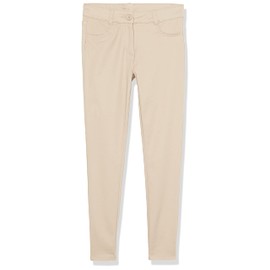 IZOD Girls' School Uniform Adaptive Chino Pants with Adjustable Waistband, Velcro Closure, and Faux Buttons, Khaki, 10 Plus