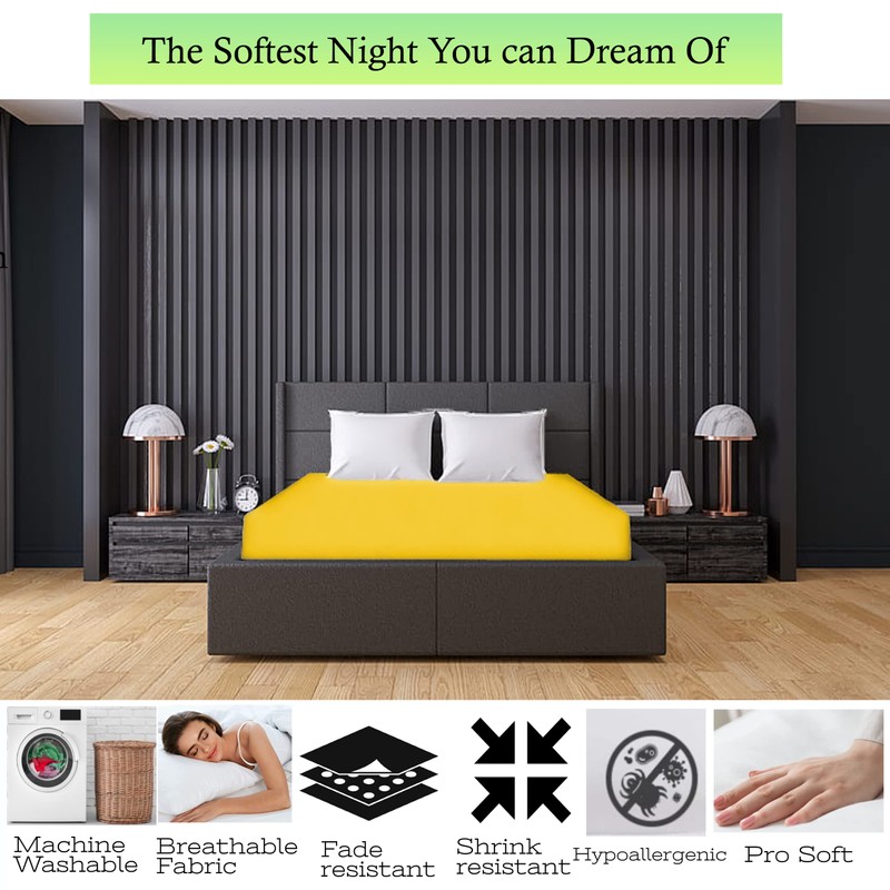 Ochre king size fitted sheets Microfibre Bottom bedsheet Deep Pocket