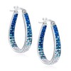Crystal Hoop Earrings For Women Rhodium Plated Oval Inside Out