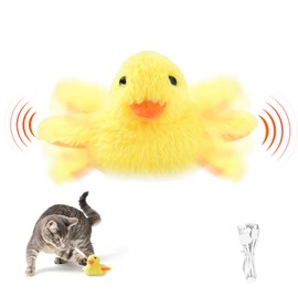 SmartTail Cat Toys Rechargeable Flapping Duck, Lifelike Quacking Sound, Touch Activated Kitten Plush Toy Interactive Cat Exercise Toys for All Indoor Cat Kicker Toys 4.0 Inches