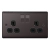 BG Nexus Metal 2 Gang 13A Switched Socket Black Nickel