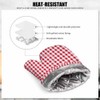 Mxocom Gingham Red White Checked Tartan Heat-Resistant Oven Mitts and