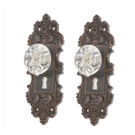 TRIPAR Antique Wall Hanging Decorative Door Knob, Brown Display - Vintage Design with Hand Painted Finish, Pewter Metal Backing, & Acrylic Knob - Lightweight & Durable (2 Pack)