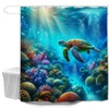 goodbath Turtle Shower Curtain, Underwater Ocean Sea World Waterproof Fabric