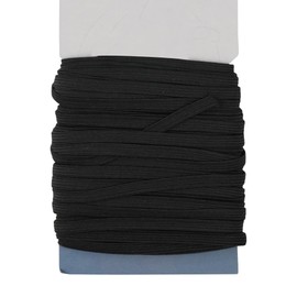 Trimming Shop 6mm Flat Elastic Band - 1/4 Inch Black Elastic Cord Wide Braided Stretch Strap Elastic String Rope for DIY Sewing Crafting, Dressmaking, Haberdashery and Clothing, Black, 1 Metre