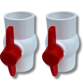 (2 Pack) 1.5 Inch PVC Ball Valve Slip | Compact T-Handle Shut-Off Valves for Hot Tub Plumbing | Socket Water Shutoff Valve for Spa, Pool, Aquarium, Irrigation & Water Systems (1.5")