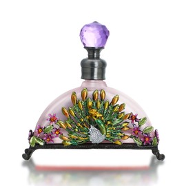 YU FENG Antique Peacock Perfume Bottles Vintage Decorative Fancy Crystal Glass Perfume Bottle Empty Refillable(Pink,20ML)