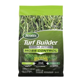 Scotts Turf Builder Triple Action for Moss Control - Moss Killer and Lawn Fertilizer, Lawn Care, Covers Up to 4,000 sq. ft., 20 lb.