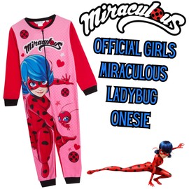 Miraculous Onesie For Girls Ladybug All In One Kids Fleece Pyjamas Dress Up Play Suit Costume Pjs Zipped Loungewear Pink 9-10 Years