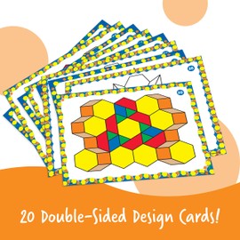 Learning Resources Pattern Block Activity Set, 20 Double-Sided Cards, Ages 4+