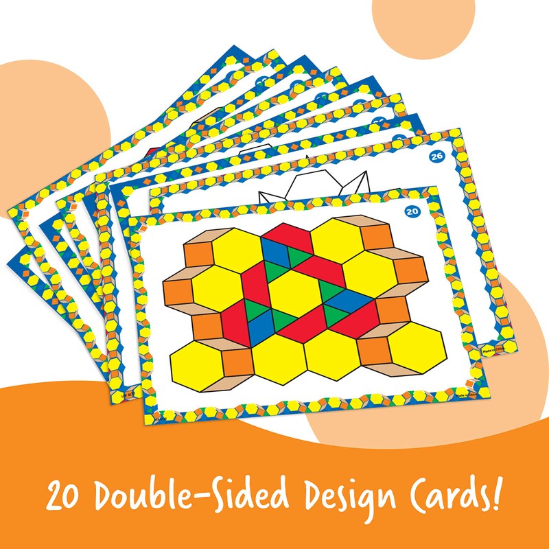 Learning Resources Pattern Block Activity Set, 20 Double-Sided Cards, Ages