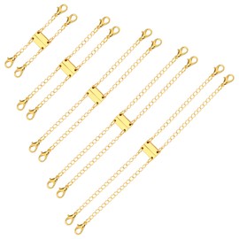 5pcs Necklace Extender, Alloy Magnetic Jewelry Extenders with 5 Sizes Adjustable Necklace Chain Extender Double Lobster Necklace Closures Connector for Jewelry Making (Gold)