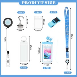 VANHVIS 16 Pcs Cruise Ship Essentials Must Haves for Cruise Travel - Retractable Lanyards for Ship Card, Waterproof Phone Bag, Magnetic Hook, Luggage Tags Holder & Luggage Straps