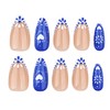 XZMeiLun Blue French Tips Press On Nails Short Almond, Flower
