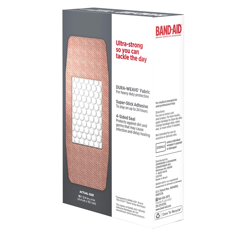 BAND-AID® Brand TOUGH STRIPS® Bandages XL, 10 Count