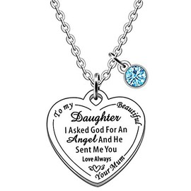JMIMO to My Daughter Gift Ideas from Dad & Mum Love You Daughter Heart Pendant Necklace Stainless Tags (Mum to Daughter)