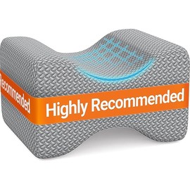 BlissTrends Memory Foam Knee Pillow, Knee Pillow for Side Sleepers, Leg Pillows for Sleeping Blood Circulation, Elevation Pillow for Spine Aligning, Sciatica, Back, Hip, Knee, Ankle Pain, Grey