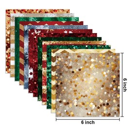 24 Sheets Christmas Pattern Paper, 6" x 6" Christmas Scrapbooking Supplies Paper Decorative Craft Paper Snowflake Stripe for DIY Card Making Photo Album Junk Journal Décor