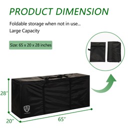 RUMIDOPH Outdoor Cushion Storage Bag Waterproof Square Large Patio Storage Bags with Zipper for Outdoor Furniture Cushion, 65 x20 x28IN