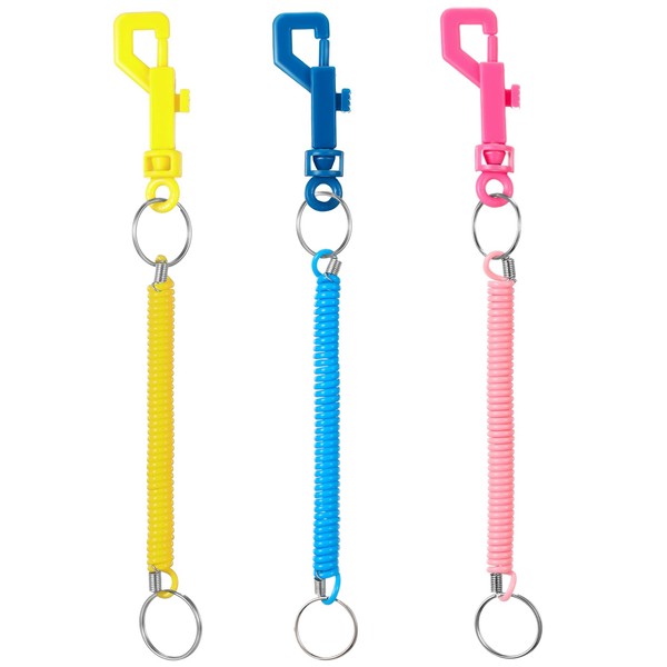 Otuuz Pack of 3 Spiral Key Fob Elastic Key Ring