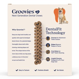 Groovies Original Dog Dental Chew Individually Wrapped Medium (25 ea)
