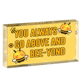 Bee Themed Decor Cute Yellow Home Decor Inspirational Gifts For Women Bee Gifts For Girl Acrylic Office Desk Sign Table Shelf Ornament Funny White Elephant Gifts For Coworker