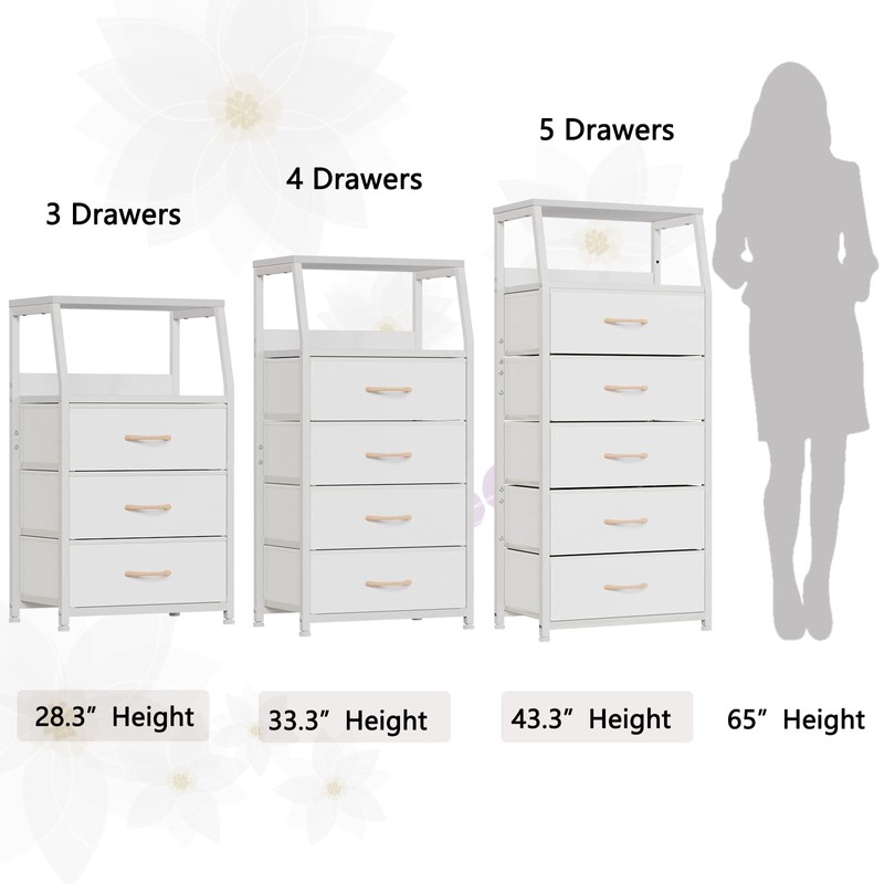 Furnulem Tall 4 Drawers Dresser, Vertical Storage Tower for Bedroom,