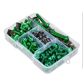Torcarvh Motorcycle Fairing Screws Kit Screws 177 Pieces Body Screws Nut Replacement CNC Alloy M6 M5 Motorcycles Bolt Clip Nut for Motorcycle Car Accessories (177 Pieces Green)