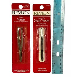 Revlon 2 Revlon Deluxe Square Tip Tweezer 2328-10 MADE IN USA  Please Read Below