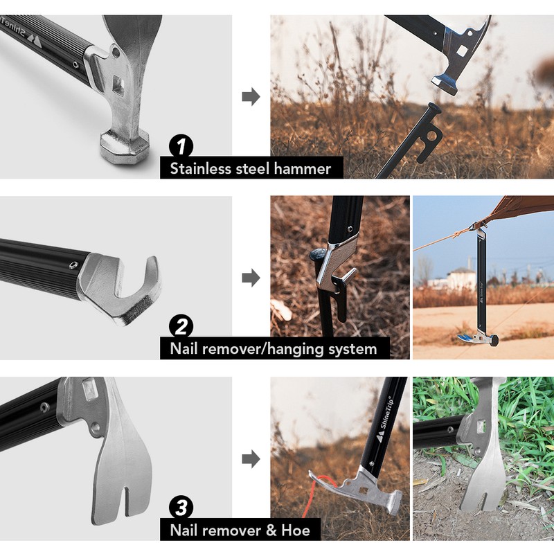 Outdoor Camping Tent Stake Peg Hammer Nail Remover for Gardening