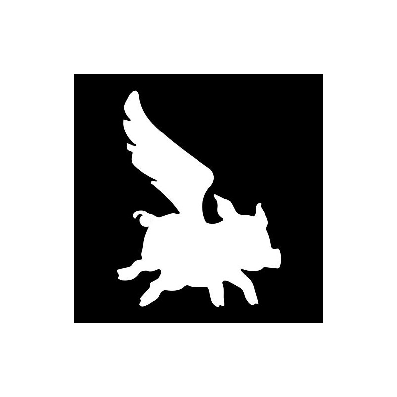 EvolveFISH Flying Pig Silhouette Weatherproof Vinyl Decal - [White][5"]