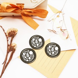 50 Qingning Dual Color Plant Wax Seal Stickers, Suitable for Wedding Invitations, Christmas, Stickers red and White (red) (Plant Garden Brown and White)