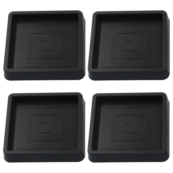 Piutouyar 2.5 Inch Square Furniture Coasters, 4 Pcs Black Rubber