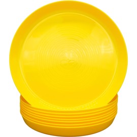 Bloomsworld 8 Toddler Plastic Plates Set, Reusable, BPA Free, Kids Nursery Tableware for Boys and Girls - Yellow