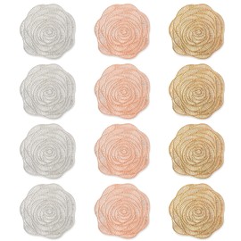 BOSOIRSOU Hollow Rose Coasters, 12 Pieces PVC Flower Coasters, Drink Protector, Cup Mats, Elegant Table Coasters, Decoration for Ornaments, Home, Festivals