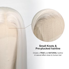 Jozlynn White Platinum Blonde Lace Front Wigs for Women Pre-plucked Natural Hairline Long Straight Heat Resistant Synthetic Glueless Wig For Party Daily Wear