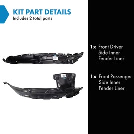 TRQ Front Inner Fender Liner Set Compatible with 2000-2006 Toyota Tundra TO1248124 TO1249124