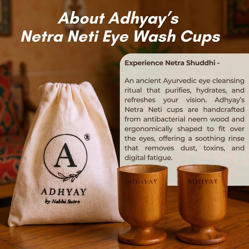 ADHYAY Netra Neti Neem Wood Eye Wash Cups-Ayurvedic Healing With