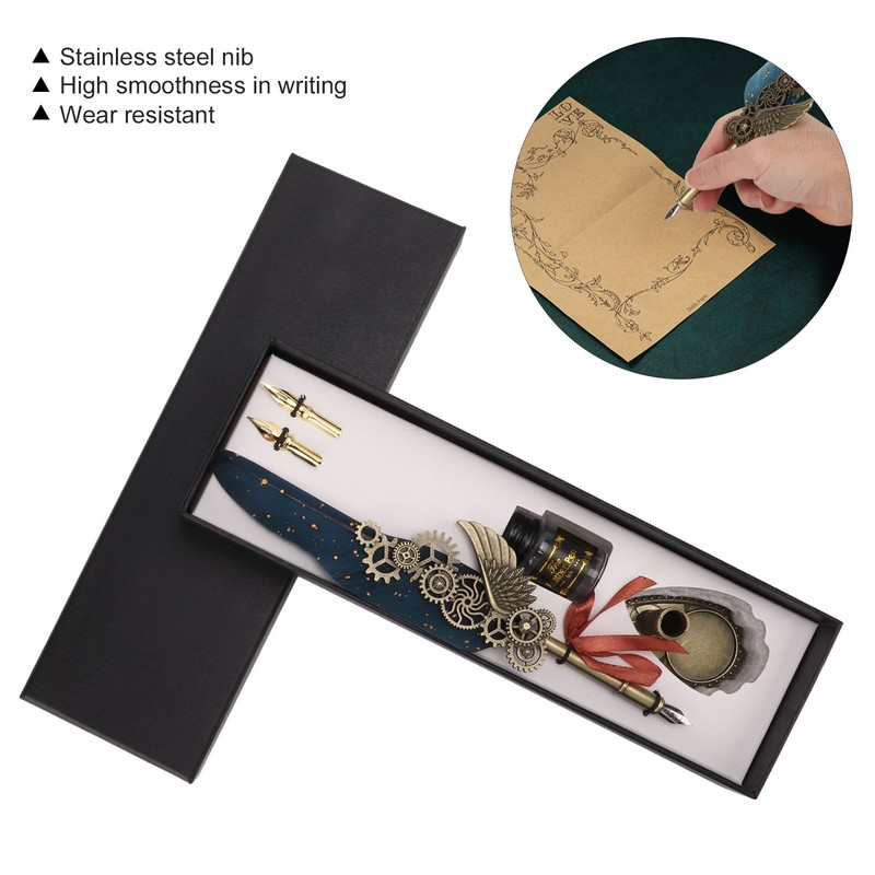 Quill Pen and Ink Set Vintage Style Glossy Writting Stainless