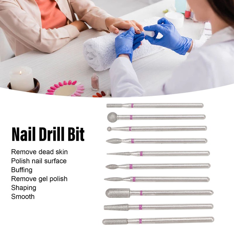 10pcs Nail Drill Bit Set Professional Home Salon Emery Cuticle