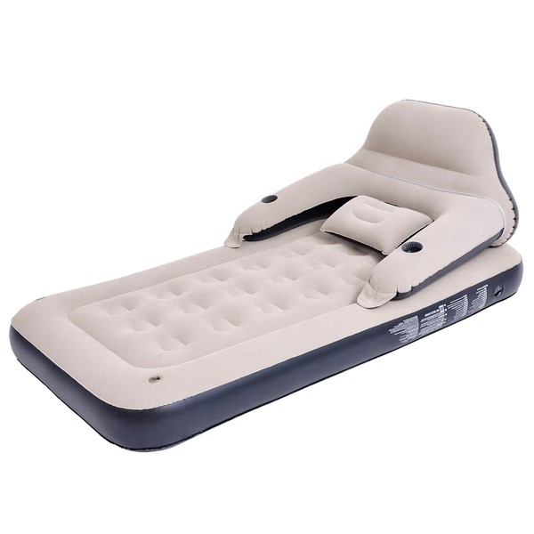 DIMAR GARDEN Twin Size Air Mattress with Headboard and Pillows,