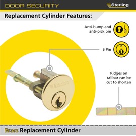 Sterling RCB100 Replacement 5 Pin Rim Cylinder Brass Plated