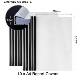 10PCS A4 Report Covers with Sliding Bar, Plastic Sliding Bar Binder Cover, Transparent Slide Binder File Folder for School Office Documents Classification, Black