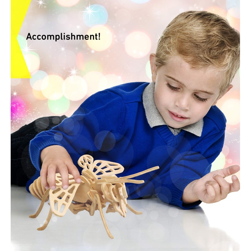 Puzzled 3D Puzzle Honeybee Wood Craft Construction Model Kit, Unique